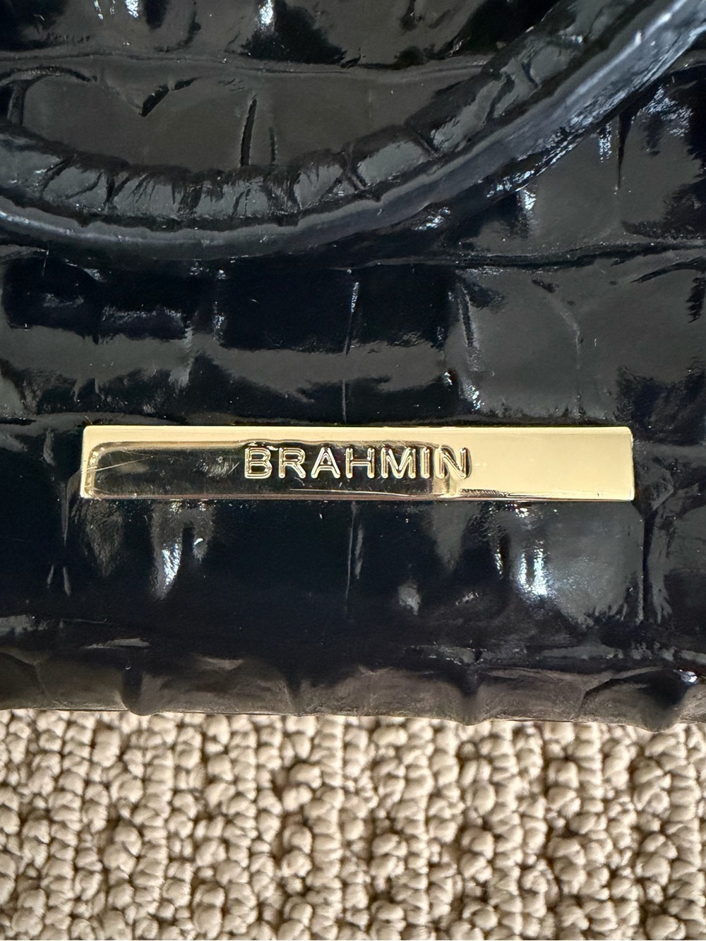 Brahmin Camila Tote Black Blue Carryall Leather Bag Purse Dust Bag Large Handbag - Picture 10 of 16